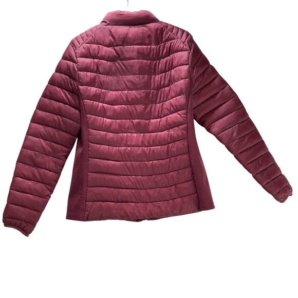 Ci Sono Womens Quilted Puffer Jacket Burgundy Full-Zip Long Sleeve Size Large - Picture 3 of 8